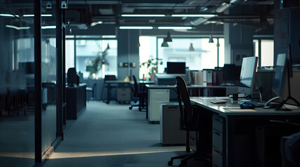 Poster - It must be the weekend Shot of an empty office : Generative AI