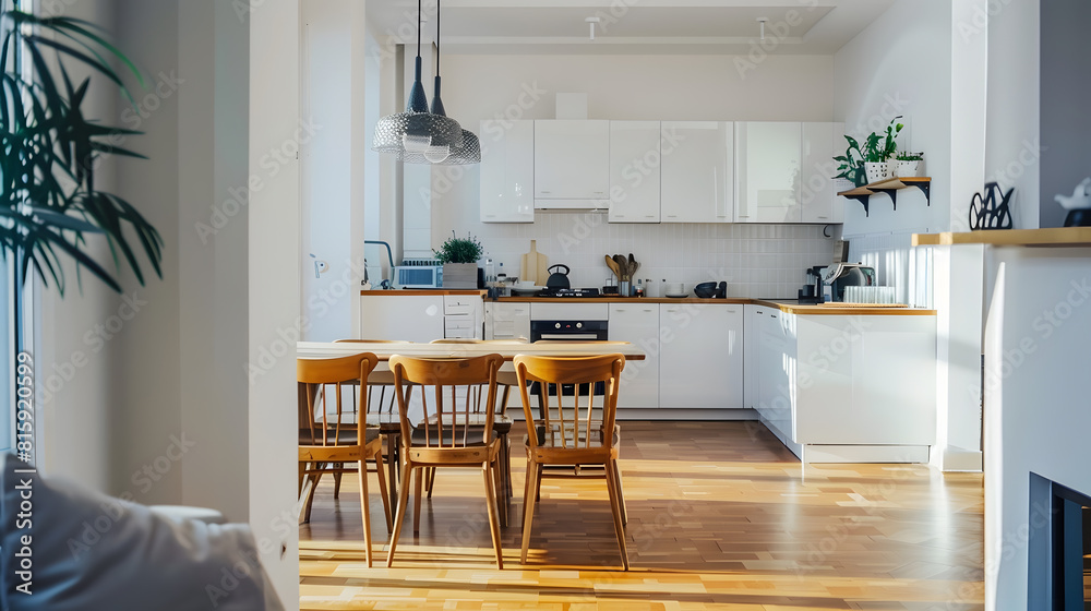 Contemporary minimalist style interior design of light studio apartment ...