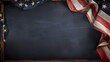 Vintage American flag bordering chalkboard