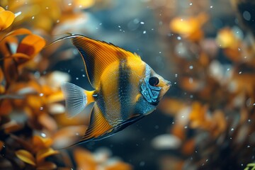 Angelfish gliding elegantly in a planted aquarium, symbolizing gracefulness. 