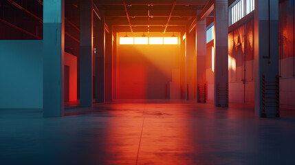 Aufkleber - warehouse interior : Generative AI