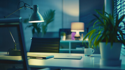Aufkleber - Stylish room interior with modern comfortable workplace : Generative AI