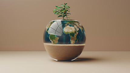 Wall Mural - Green World. Background images showing a world without emissions. Green energy.