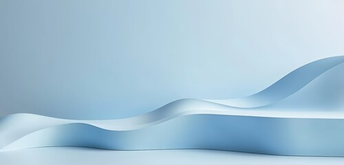 Wall Mural - A modern abstract architectural space with smooth, curving blue surfaces and dramatic lighting.
