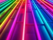 Multicolored bright neon glowing lines background