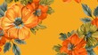 Retro floral pattern in orange and yellow colors.
