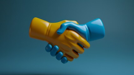 Poster - An image showing a handshake, a concept of multicultural partnership, a business deal, an agreement, cooperation, and diversity in the workplace. It is a sign of greeting or agreeing gesture in 3D