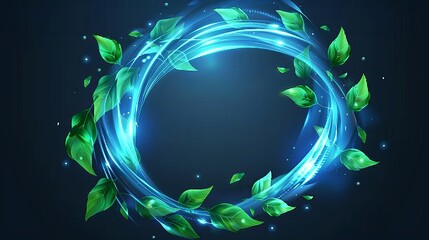 Poster - Flow of fresh menthol, blue air, or wind vortex. Glow swirl trail, realistic 3D modern illustration.