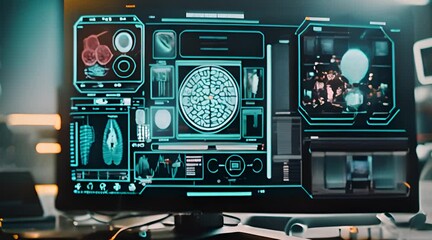 Leinwandbilder - UI HUD placeholder TV monitor for medical UI. Healthcare. Modeled in 2D