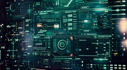 Leinwandbilder - UI elements with PNG Alpha. HUD 2GFX Technology Sci Fi 2D texture. In addition to the User Interface data display, a Control panel HUD has technological infographic elements with UI elements in.