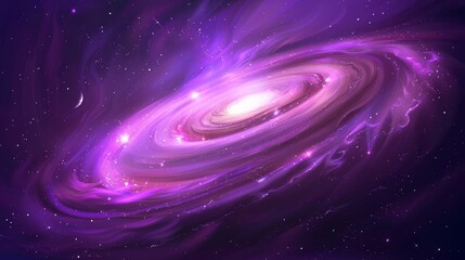 Wall Mural - an abstract realistic modern of purple nebulas and twisted andromeda system with white hole and milk