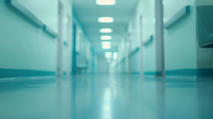 Poster - blur image background of corridor in hospital or clinic image : Generative AI