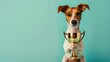 © pvl0707 - Triumph of the Canine: Dog Holding Trophy on Blue Background