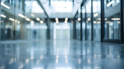 Poster - BLURRED OFFICE BACKGROUND SPACIOUS BUSINESS INTERIOR HALL WITH DAY LIGHT WINDOW REFLECTIONS : Generative AI