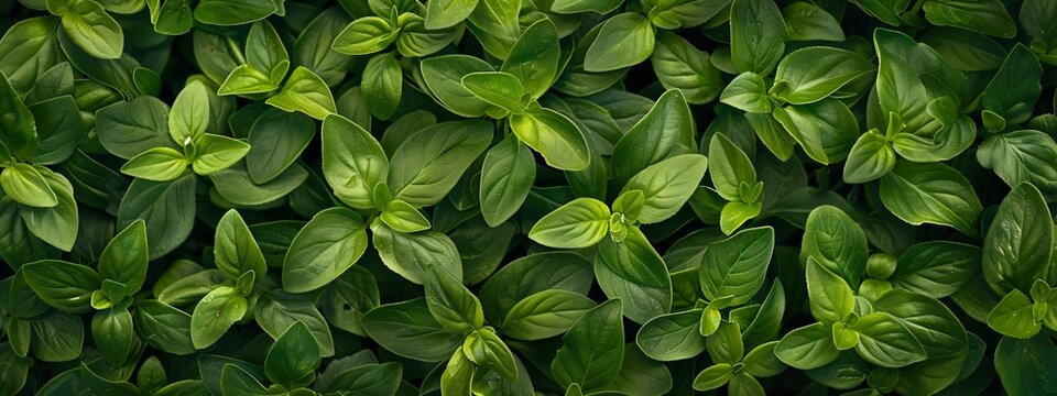 Fresh Green Basil Leaves: Dense and Vibrant Herbal Growth