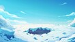 The North Pole winter glacier cartoon landscape modern illustration theme. The ice and snow antarctica land with cracked and broken surface. Freeze sea and river wild snowy scenes illustration theme.