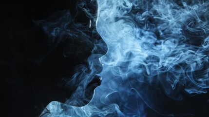 Poster - Smoke swirling around a person's silhouette against a dark background, creating an atmospheric and mysterious vibe.