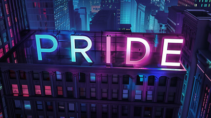 Wall Mural - A vivid glowing big neon sign of the word 