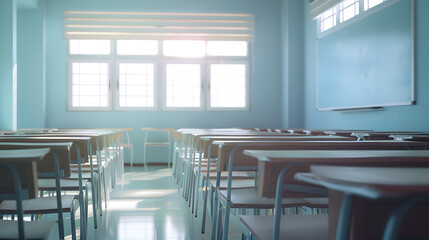 Poster - Interior of classroom with desks : Generative AI
