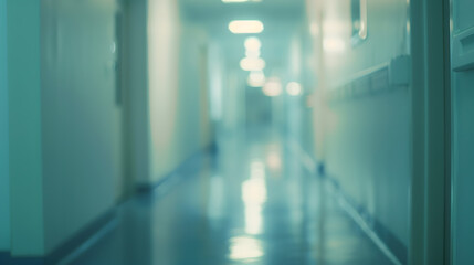 Poster - blur image background of corridor in hospital or clinic image : Generative AI