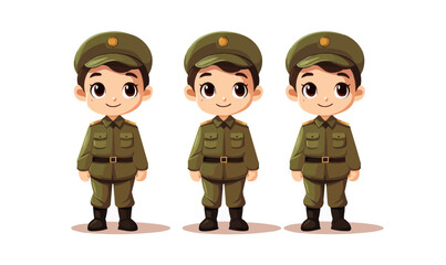 Kid wearing military uniform isolated vector style on isolated background illustration