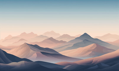 Wall Mural - Serene Mountain Landscape vector simple 3d smooth isolated illustration
