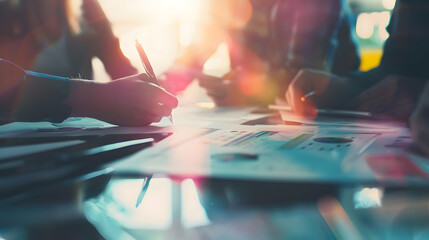 Leinwandbilder - Cooperation Corporate Achievement Planning Design Draw Teamwork Concept : Generative AI