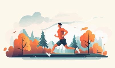 man jogging vector flat minimalistic isolated illustration