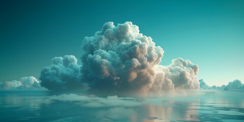 Poster - Dramatic Clouds Reflecting on Serene Water Surface Symbolize Pioneering Spirit of Cloud Computing Innovation