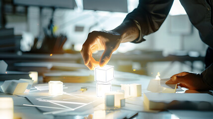 Leinwandbilder - Cooperation Corporate Achievement Planning Design Draw Teamwork Concept : Generative AI