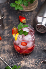 Poster - Refreshing cold summer strawberry cocktail