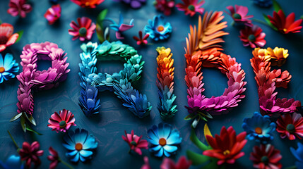 Wall Mural - A colorful flowers shaped as the word 