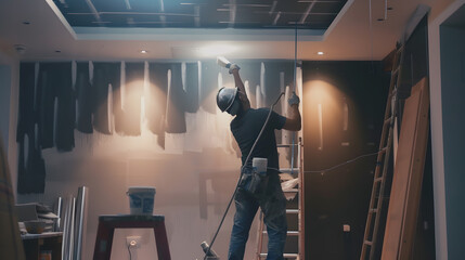 Poster - Repair man home style building house concept painting interior architect : Generative AI