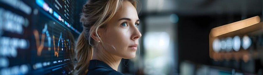 Poster - Woman Leading Tech Team Discussing Code on Large Monitor in Modern Office