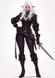 © Amanda - Female Elf With White Hair and Sword