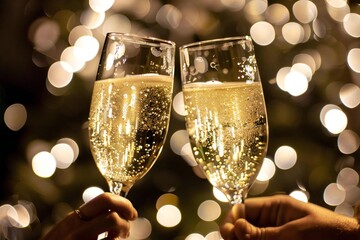 Festive Toast with Sparkling Glasses