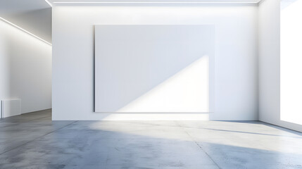 Aufkleber - Large blank white painting on the wall in a minimalist room : Generative AI