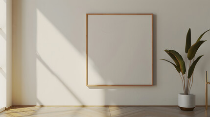 Poster - Blank picture frame mockup on a wall Square orientation Artwork template in interior design : Generative AI