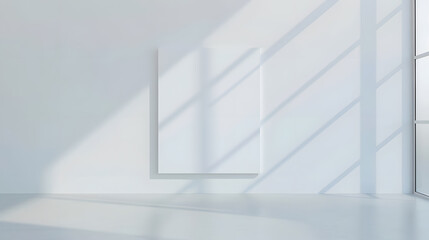 Aufkleber - A large blank white painting on the wall in a minimalist room is a striking visual element : Generative AI