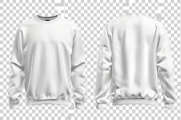 Wall Mural - Set of white long sleeve t-shirt, sweater, and front views cutout on a translucent backdrop. Generative Ai