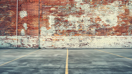 Aufkleber - street wall background Industrial background empty grunge urban street with warehouse brick wall : Generative AI