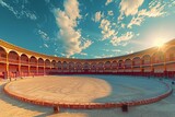 Spanish bullring, empty round bullfight arena in Spain. Generative Ai