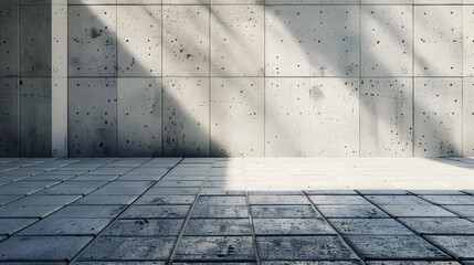 Poster - a fragment of a street city concrete wall of a building and an paving stones Buildings facade Mocap or background for creativity : Generative AI