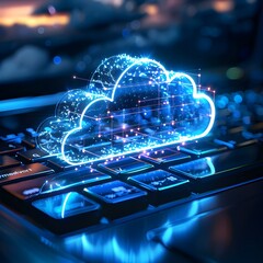 Poster - Cloud Software Update Download on Personal Computer Symbolizing Continuous Technological Improvement and Advancement