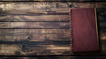 Aufkleber - Note book on a wooden background Copy space : Generative AI
