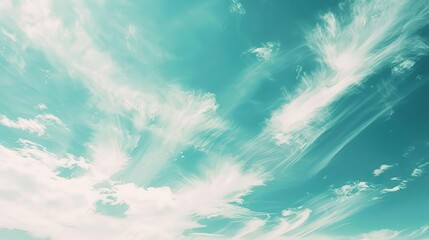 Wall Mural - serene sky with wispy clouds in muted pastel hues minimalist aesthetic wallpaper for social media