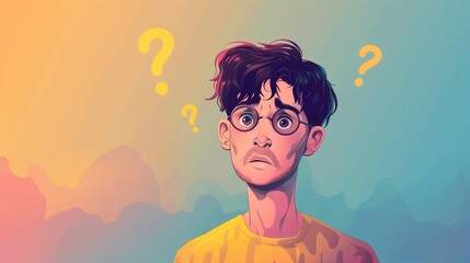 Illustration of a confused man