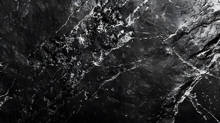 Aufkleber - Black white stone texture Rock surface Closeup Like a old rough concrete wall Dark gray grunge background with space for design Template Backdrop Wide banner Panoramic : Generative AI