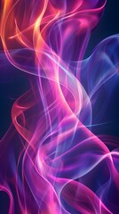 Poster - Flowing neon ribbons in dynamic motion creating an eye catching background for product display concepts