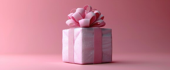 Wall Mural - Open Gift Box On A Pink Background, 3D Rendering, Birthday Background